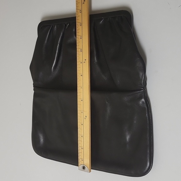 VINTAGE Foldable black Leather Clutch - Picture 10 of 16